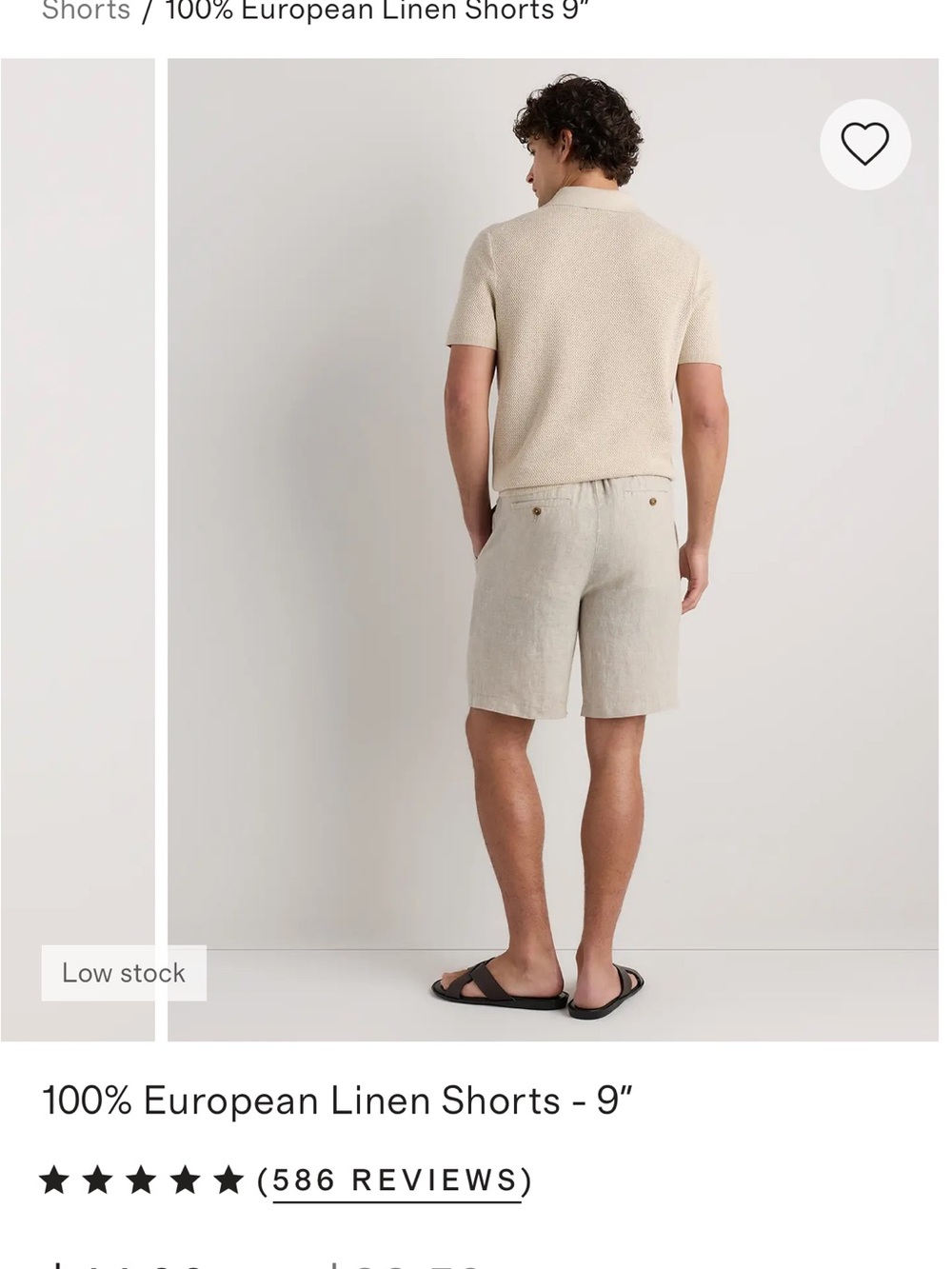Quince Men's Linen Shorts size L color Flax NWT - 100% European Linen 9” - Picture 2 of 6